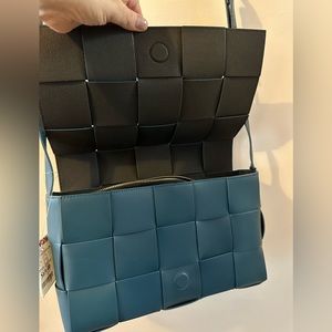 NWT Italian Leather Woven Cross Body Bag